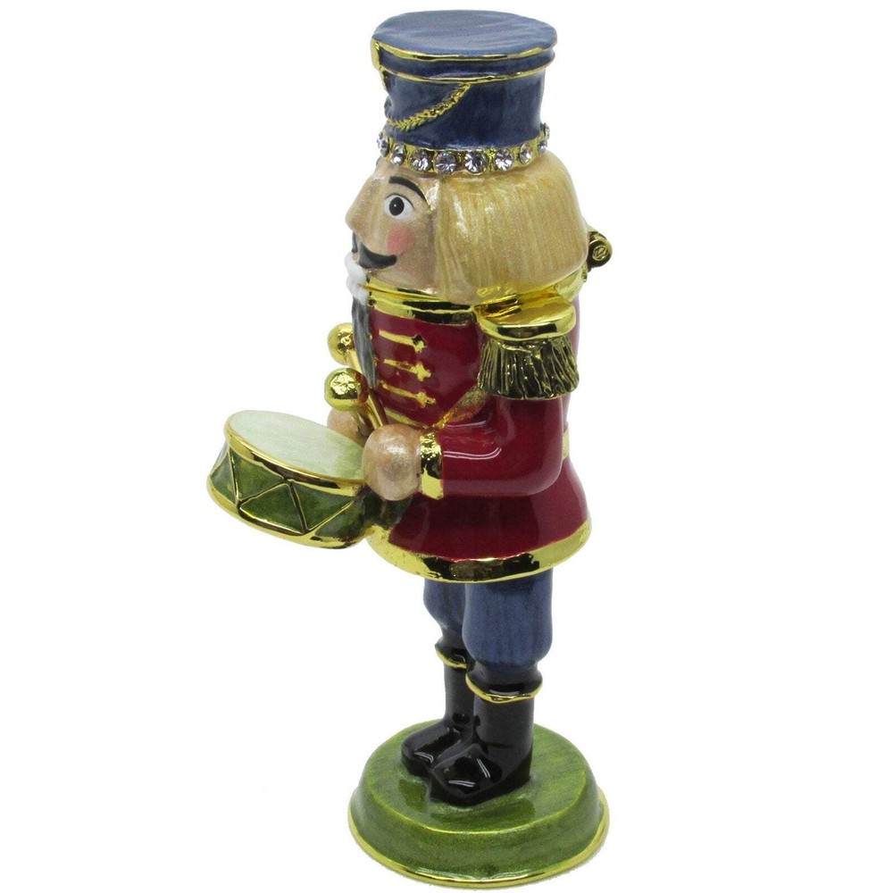 Nutcracker Drummer Jeweled Trinket Box with Austrian Crystals