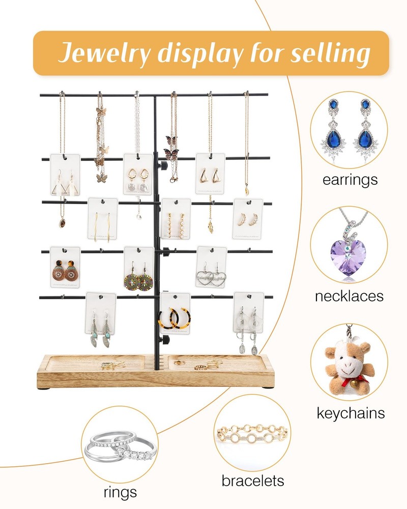 HULISEN Earring Display for Vendors, Adjustable Height Carbonized Brown