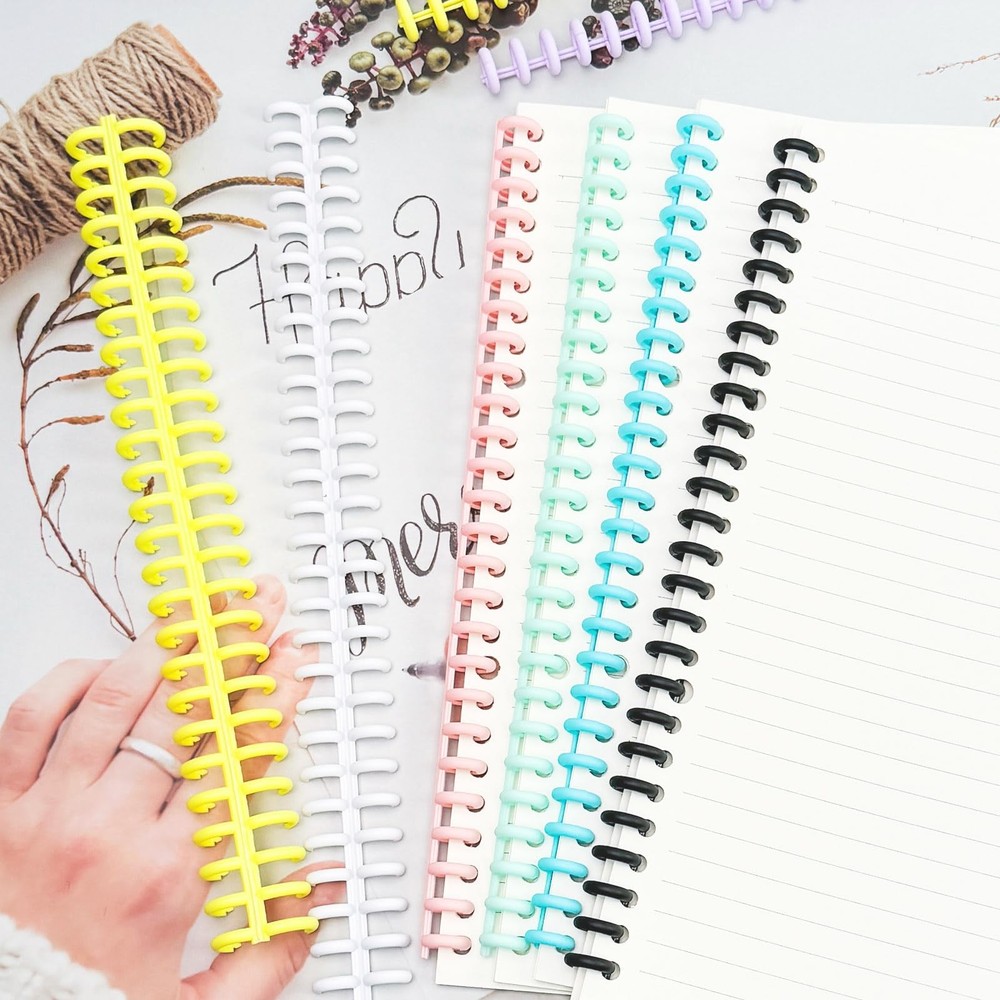 16 PCS Comb Binding Spines, Plastic Spiral Binding Coils, 30 Rings Click Bind...