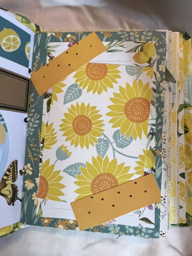 Lemon Themed Junk Journal 6 X 8 X 2” Approximately 40 Pg