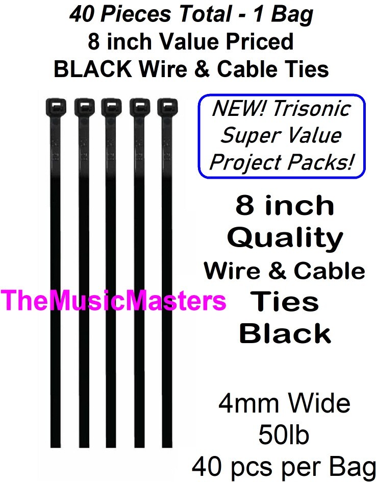 400 Pack Black 8 inch Wire Cable Ties Nylon Zip Tie Down Wraps Straps