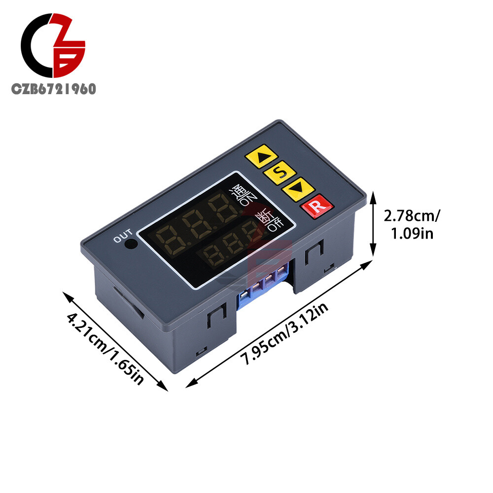 110-220V 12/24V Digital Time Delay Relay Cycle Timer Control Switch Programmable