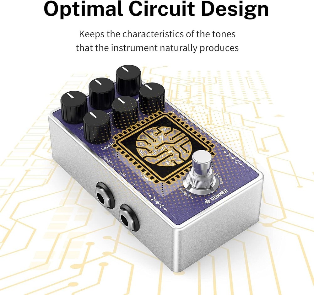 Donner White Tape Stereo Delay Pedal, Analog Delay with Echo Effect