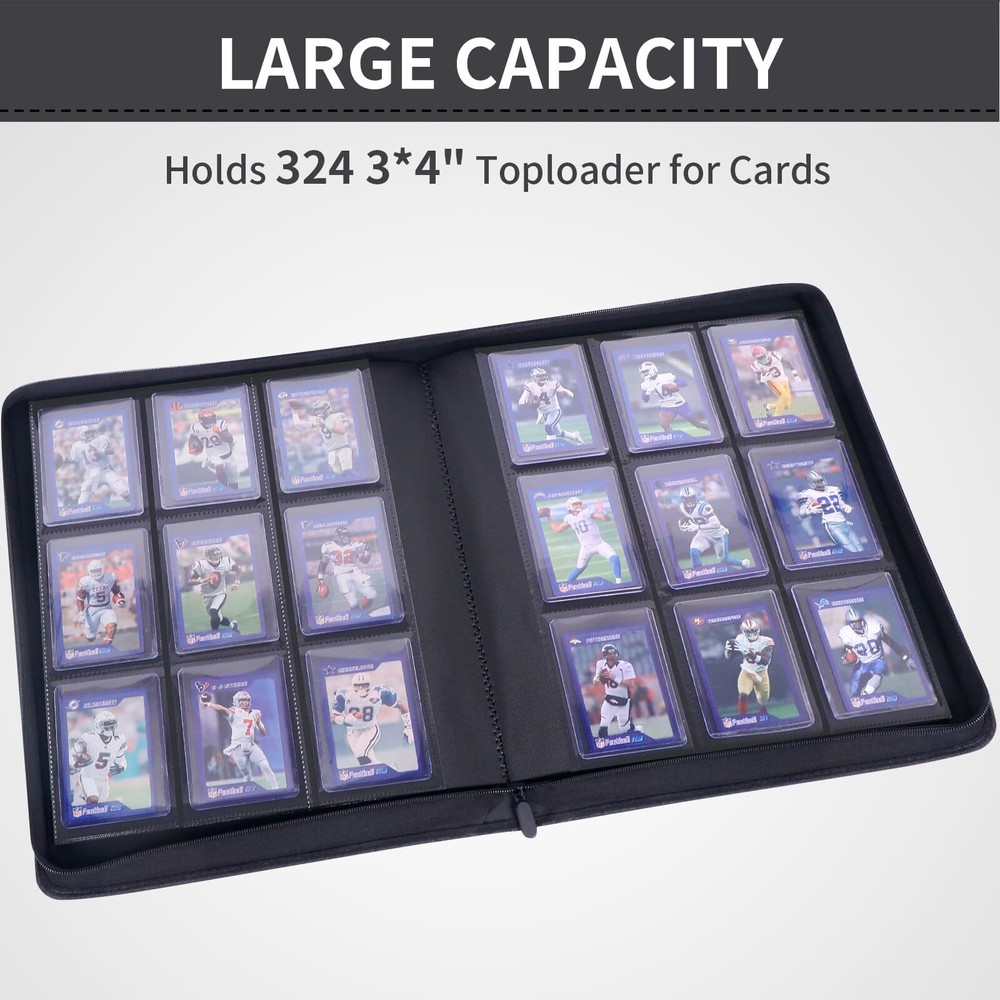 Toploader Binder, Holds 324 Toploaders, 9 Pockets, Top Loader Binder