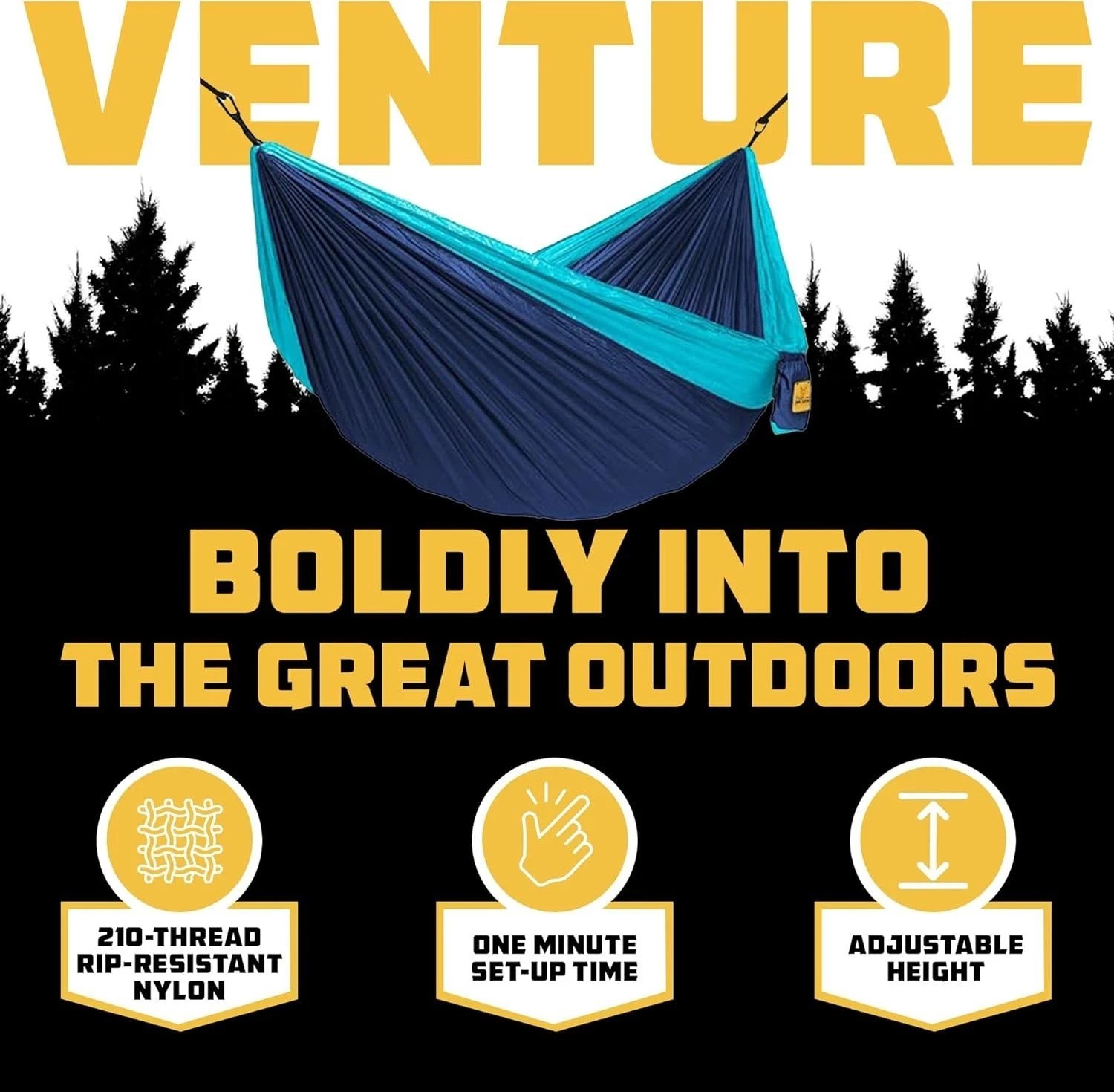 Packable Camping Hammock - 500lbs Support with All-Weather Nylon for Adventures