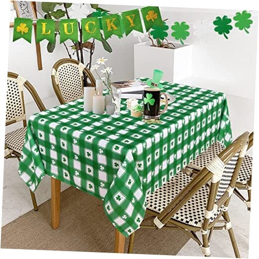 St.Patrick's Day Rectangle Table 102" x 60" (Rectangular) Shamrock Plaid