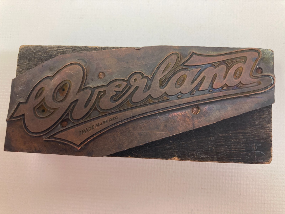 Printing Letterpress Printers Block Overland Car Script