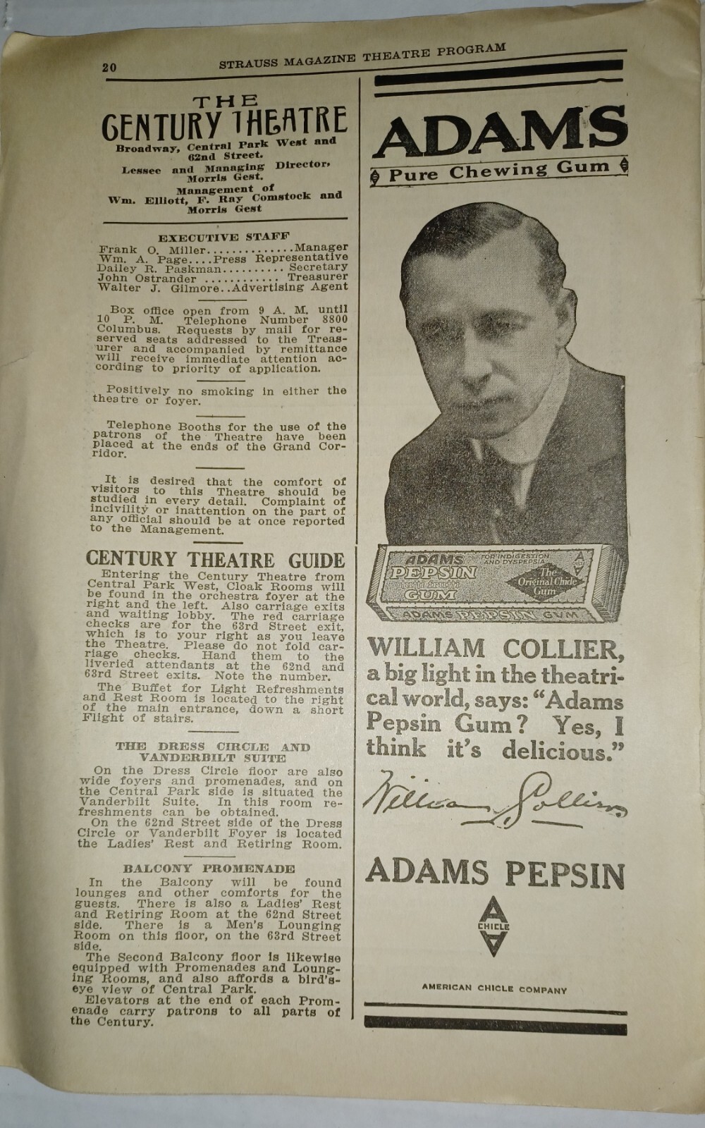 TYRONE POWER CENTURY THEATRE NY Jan 1918 CHU CHIN CHOW Broadway Program-WW1 Era