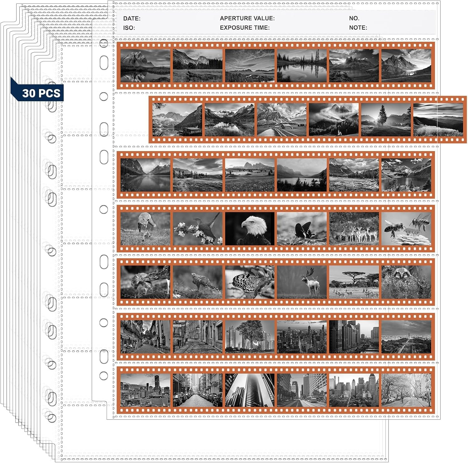 35mm Film Holder 135-7 Pack of 30 Acid Free Film Negative Sleeves 35mm Negativ