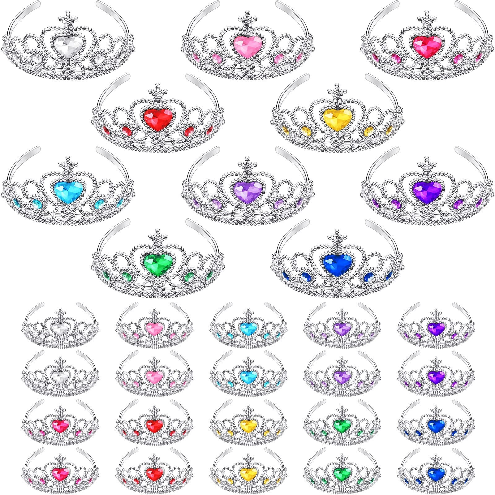 Hinly 30 Pcs Princess Crown Set Tiaras for as shown in pictures, Multicolor