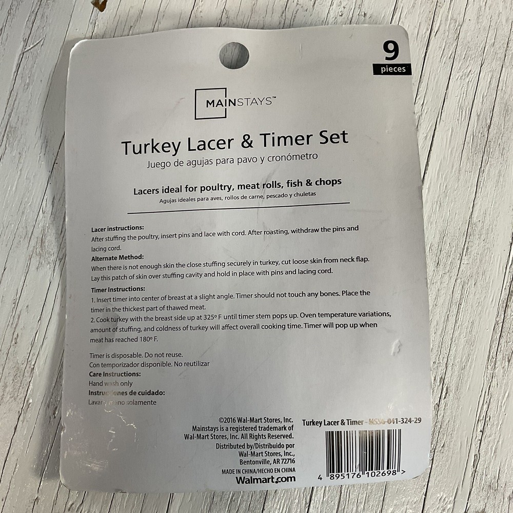 Mainstays Turkey Lacer & Timer Set 9 Pieces PreownedKitchenCom
