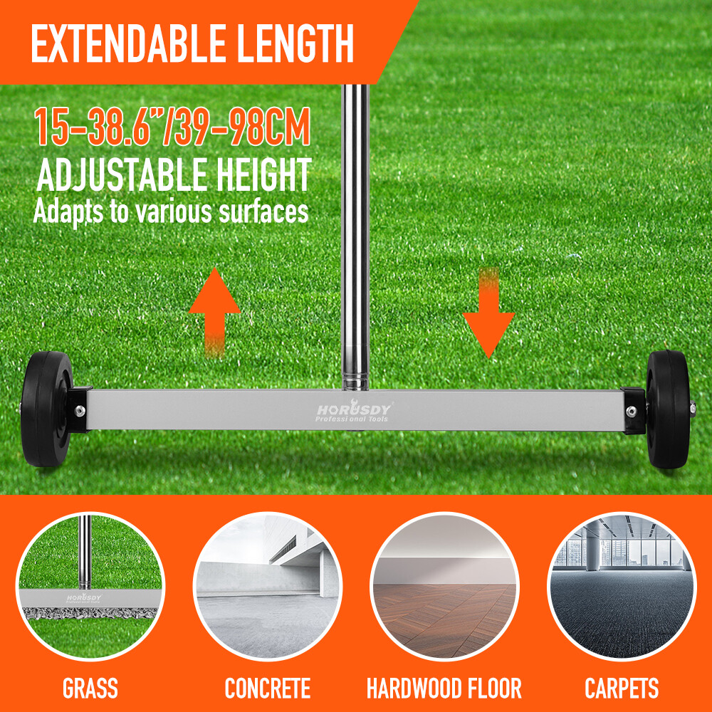 17" Rolling Magnetic Sweeper Picks up Tools Nails Screws Clips Garage Shop Yard