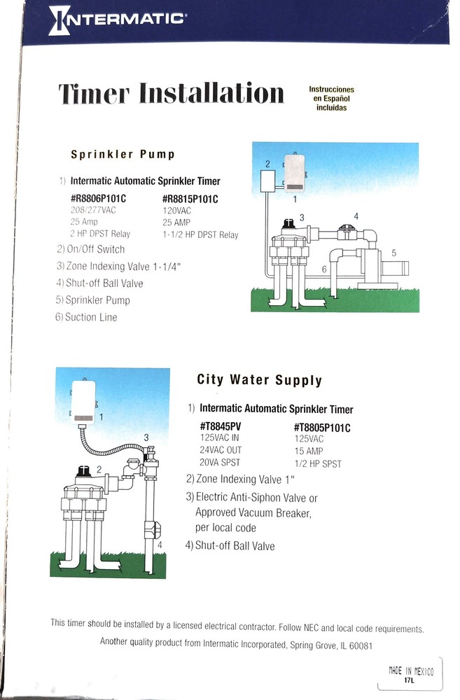 Intermatic Pool/Sprinkler/Irrigation Timer 24 Hr Mechanical