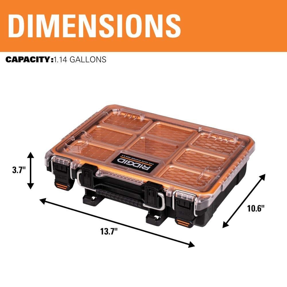 Ridgid Small Parts Organizer Compact Pro Gear System 22" 6 Compartment Tool Case