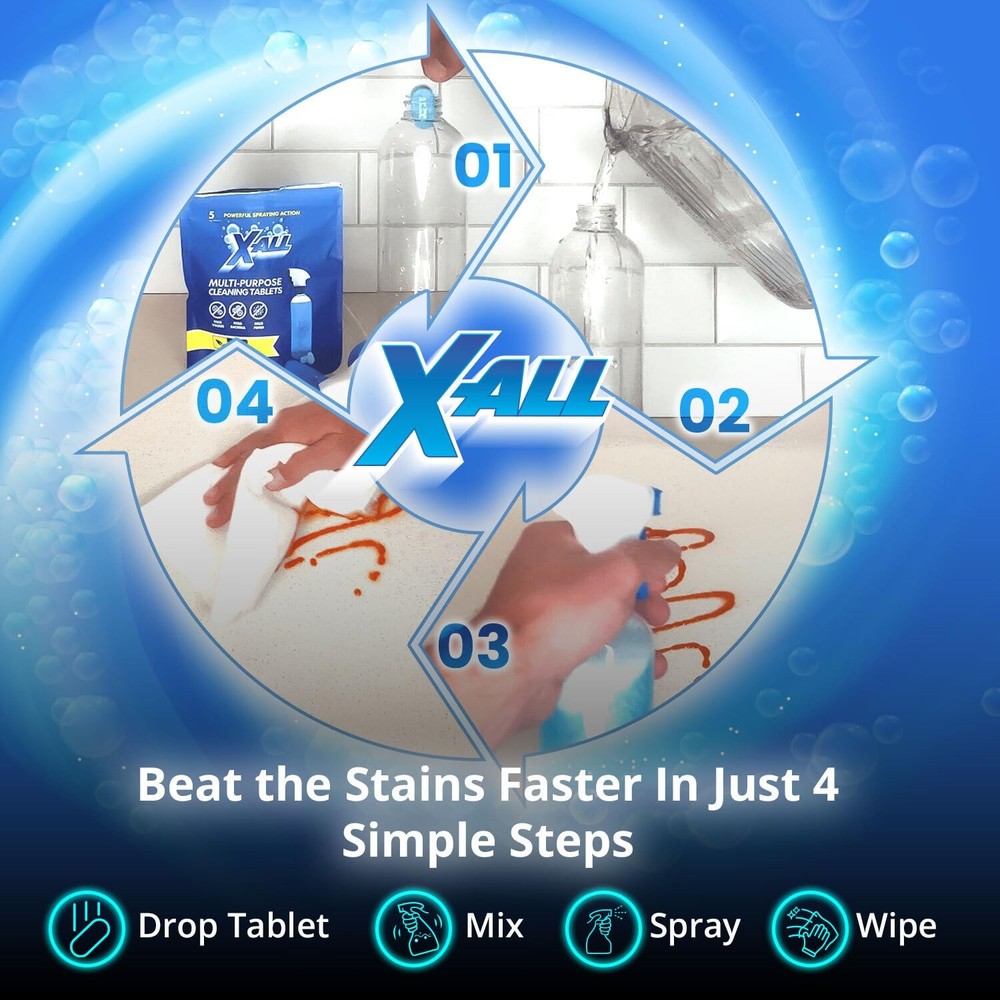 XALL MultiPurpose Cleaner Spray Bottle and 5x Cleaning Tablets