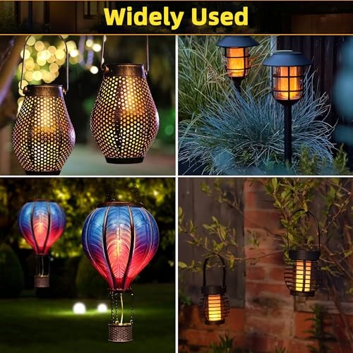 Solar Light Replacement Top with Flickering Flame, 2 Pack Waterproof Solar