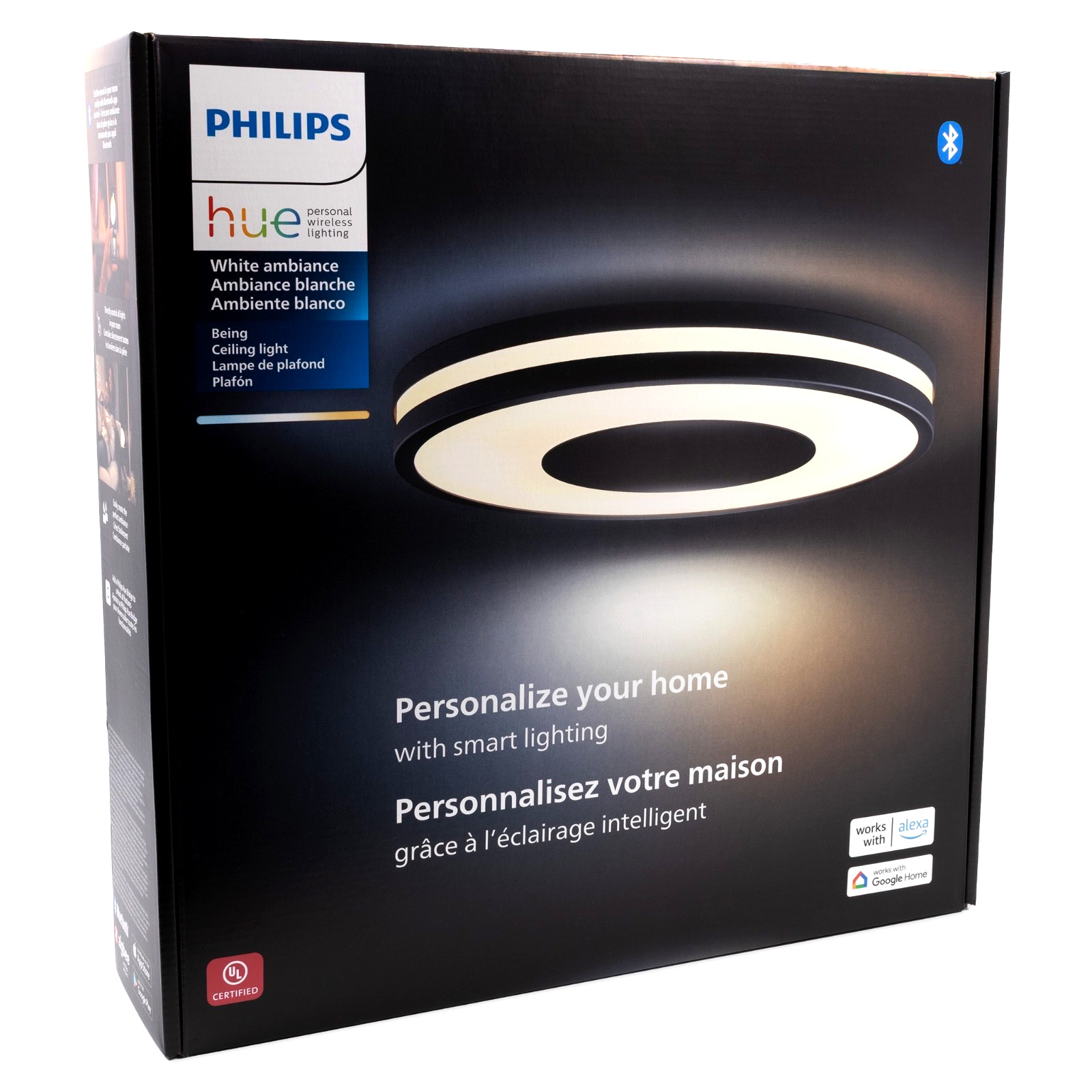 Philips Hue Being Ceiling Light Black Smart LED Flush Mount White Ambiance New