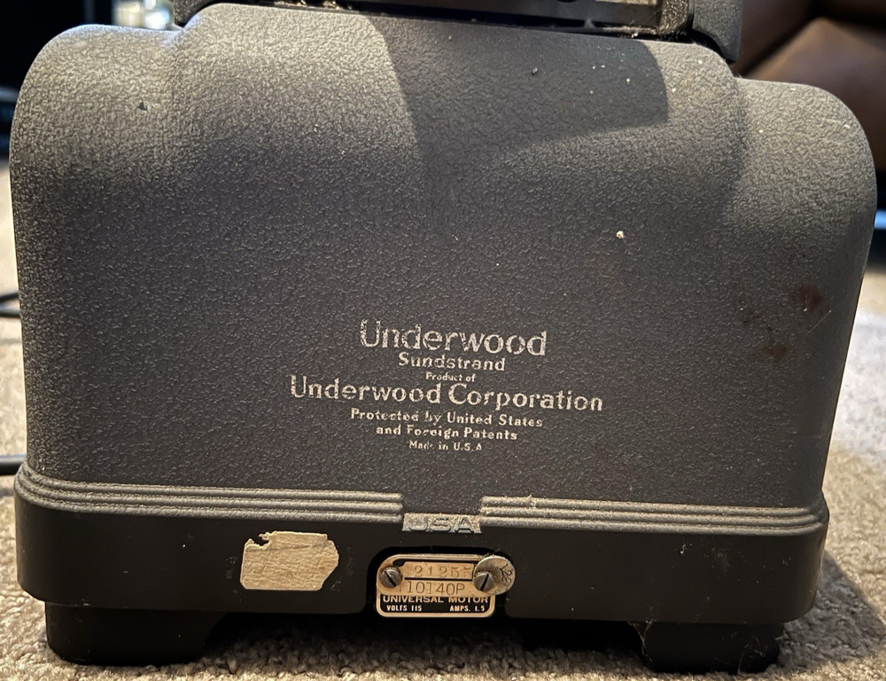 Antique (1933-4) Underwood Sundstrand Adding Machine 10140P Untested