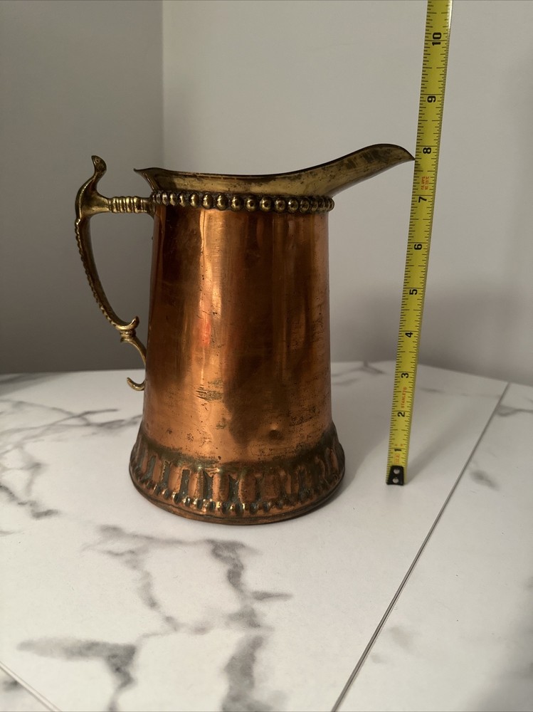 Vintage Copper And Brass Pitcher