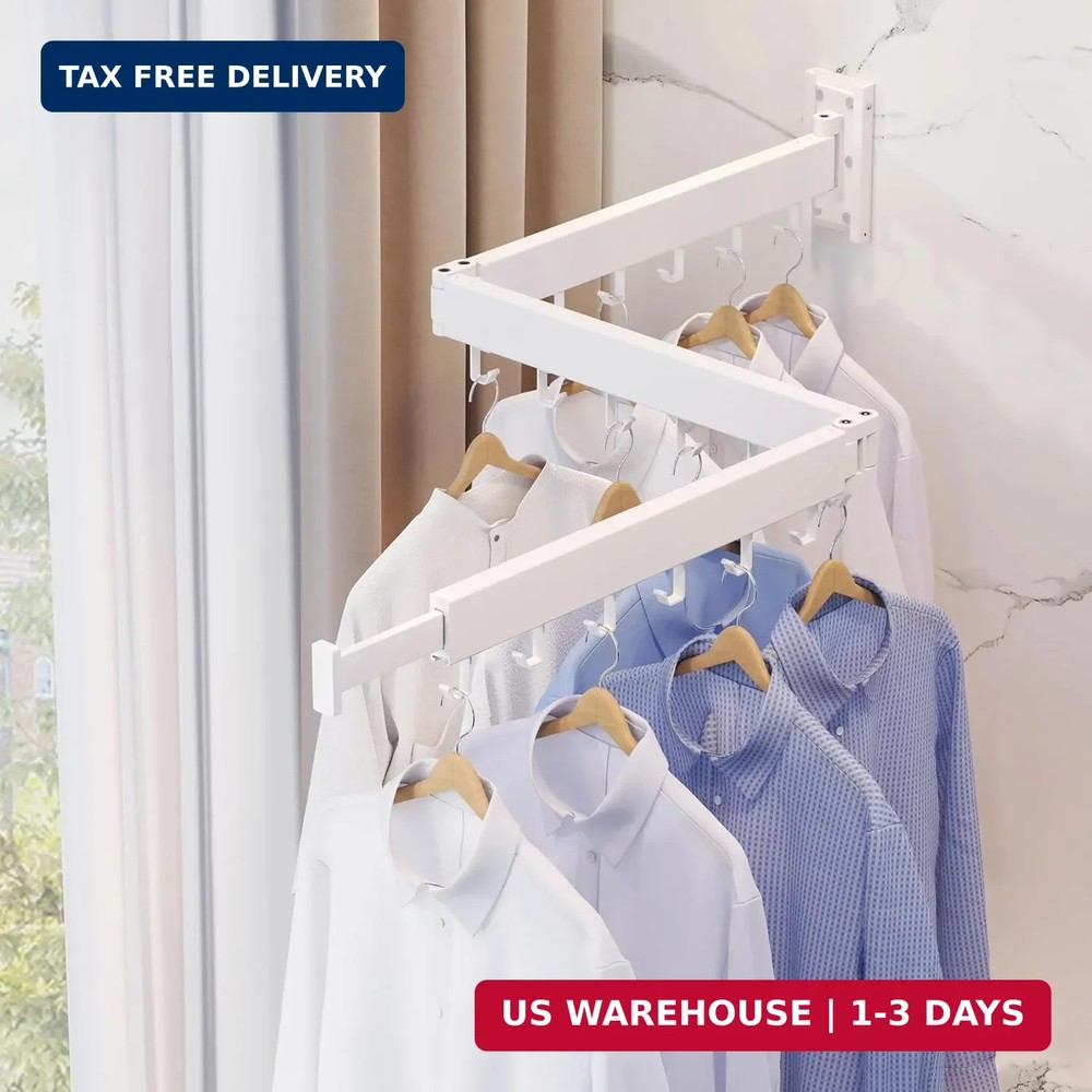 Clothes Drying Rack,Laundry Space Saver Wall Mounted,Retractable,Collapsible(Tri