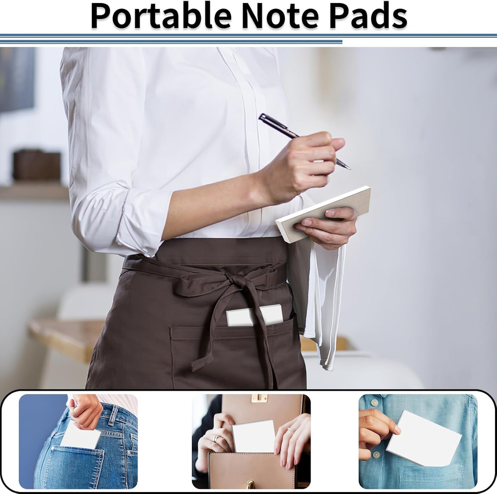 Note Pads 3X5 In, 8 Pack Blank Notepad, White Scratch Pads for Writing, 50 Sheet