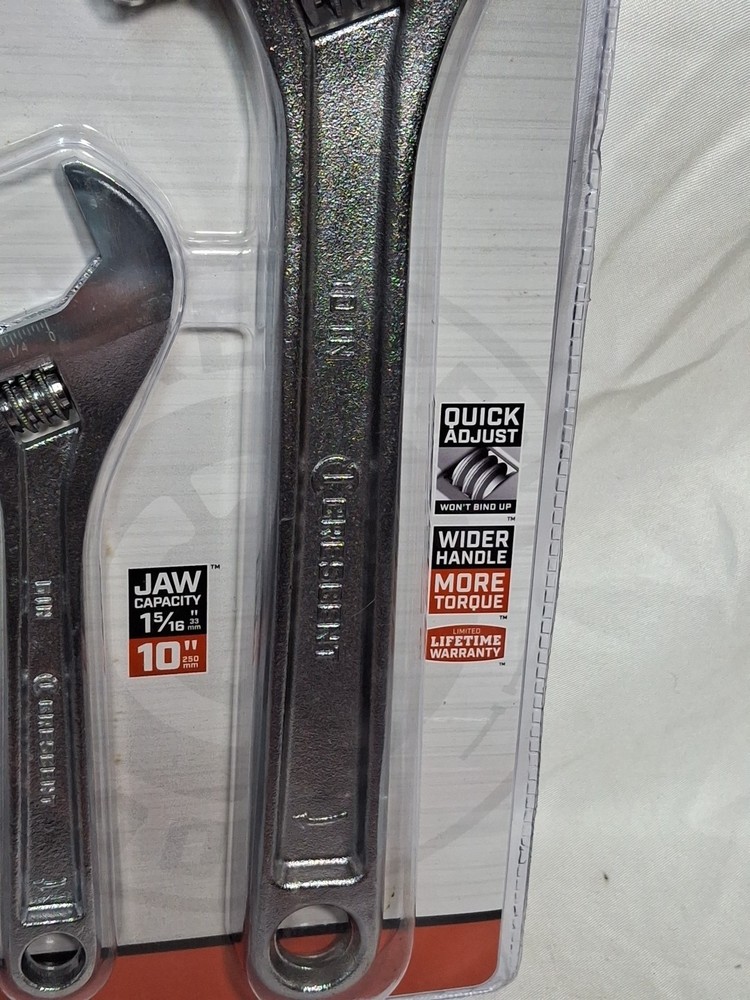 Crescent 2 Pc. Adjustable Wrench Set 6" & 10" AC2610VS, Quick Adjust, NEW