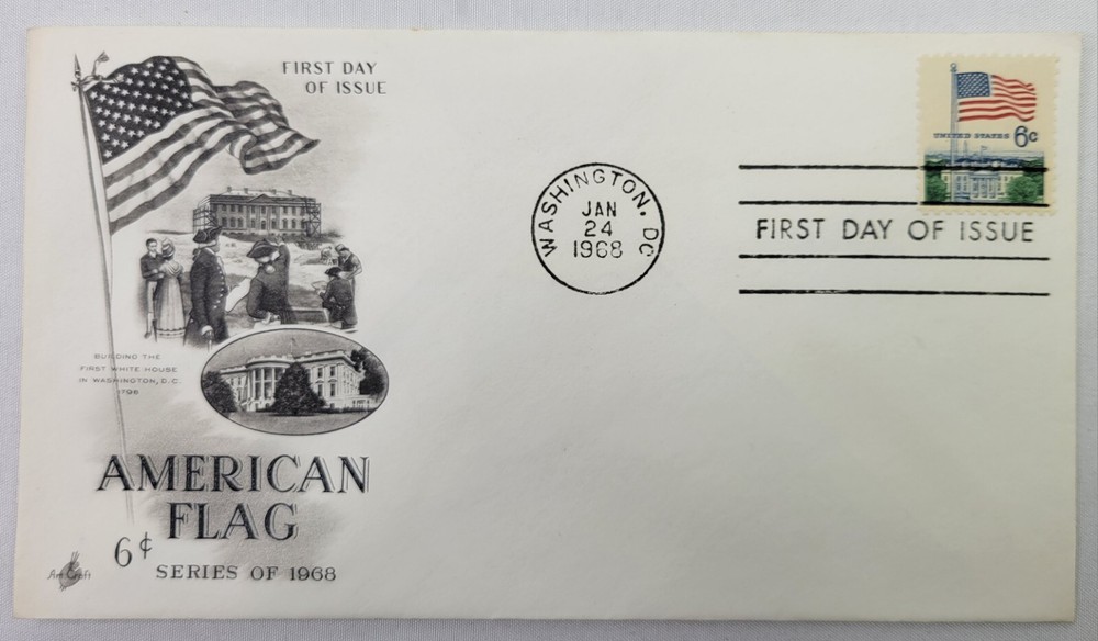 1st Day Issue Stamp & Envelope Flag & White House