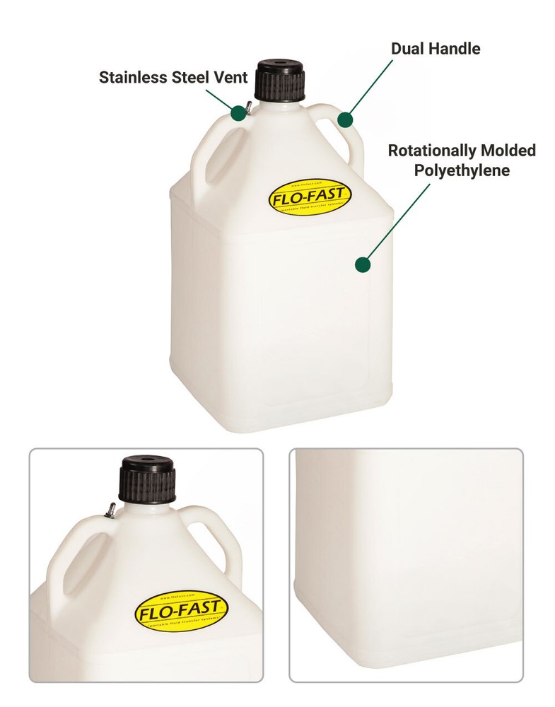 FLO-FAST 15 Gallon Gasoline Container - White/Clear