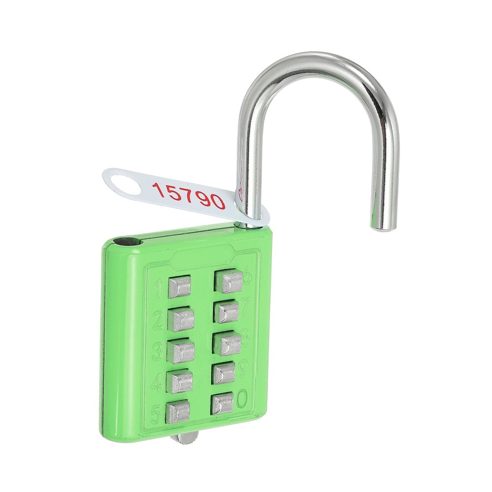 10 Digit Button Combination Padlock 5 Position Locking Mechanism Lock Green