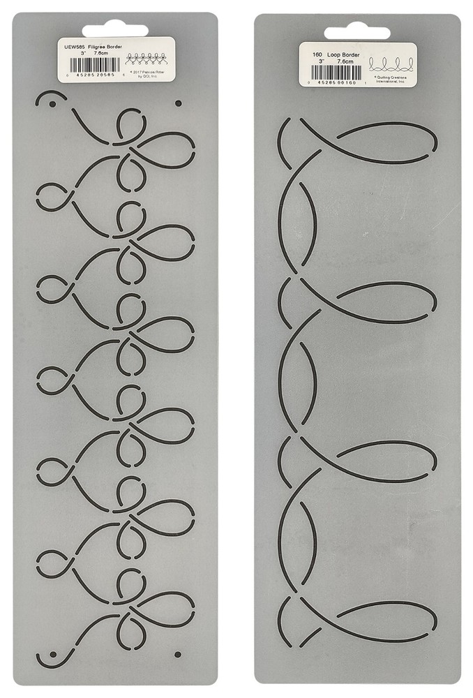 2 Border Quilting Stencils Loop Quilt Pattern Continuous Line Quilters Template