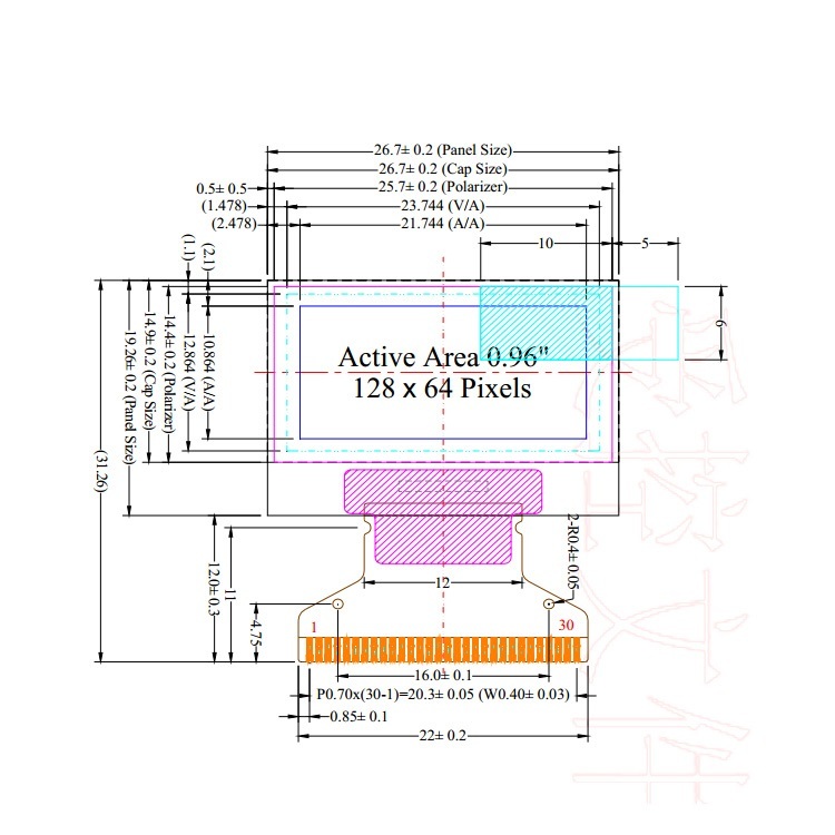 1x 0.96" 128X64 12864 White OLED LED COG Display Module LCD Screen Panel