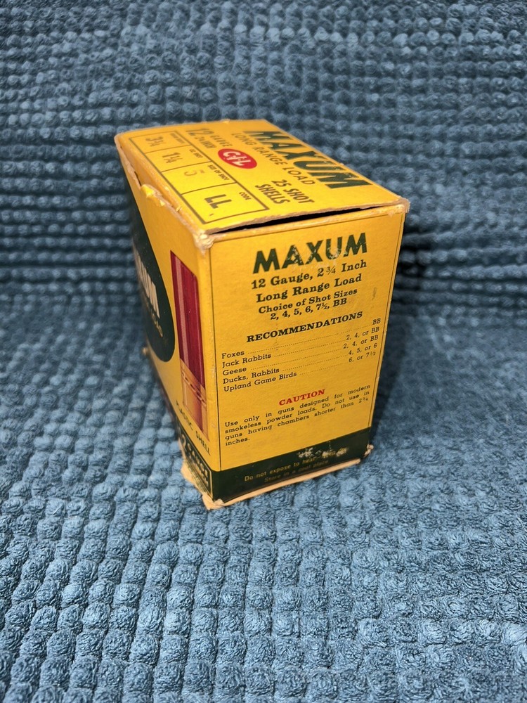 Vintage C I L Maxum Long Range Load 12ga EMPTY Shotgun Shell Box