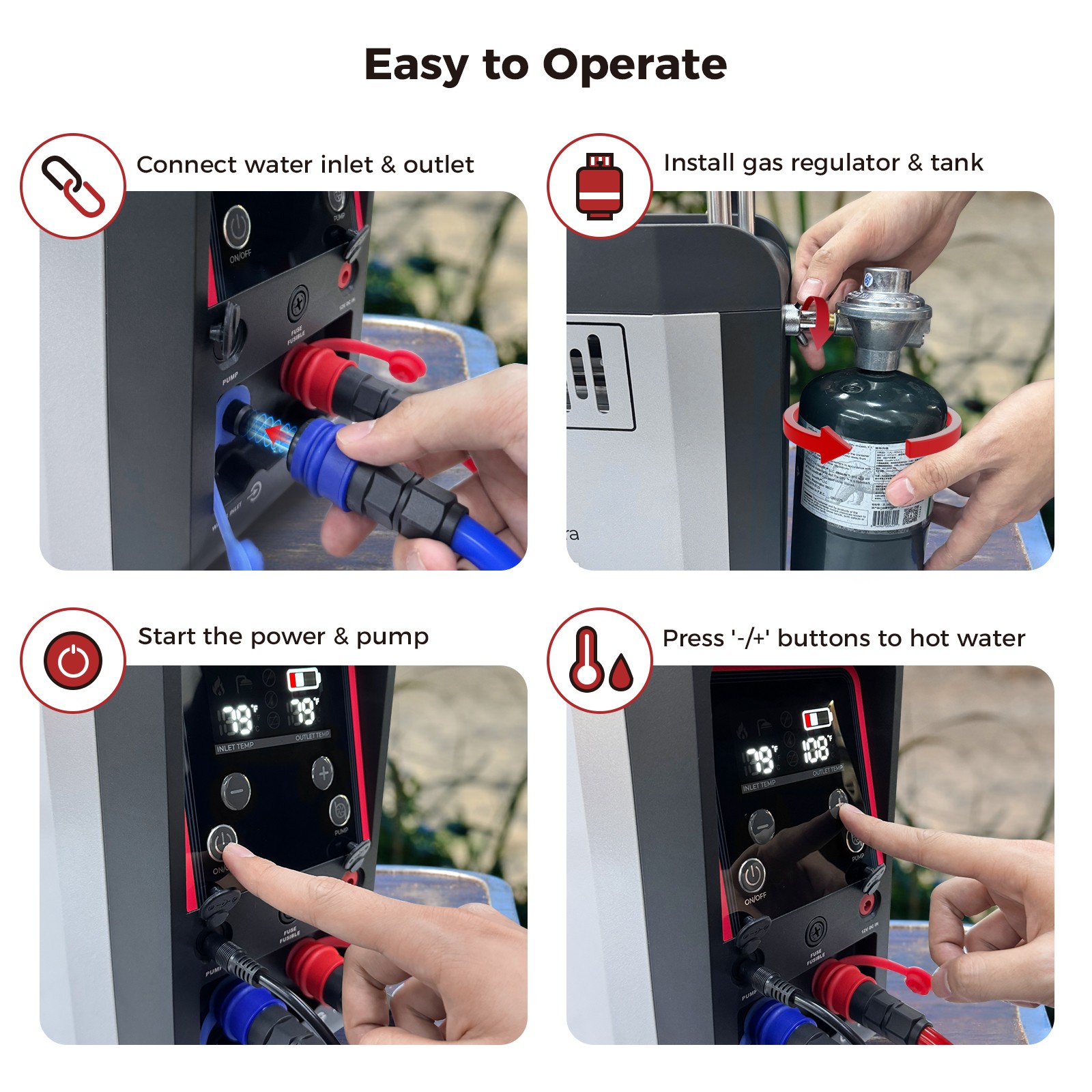 CAMPLUX Nano 3 Ultra 1lb Propane Portable Water Heater Constant Temp Tent Shower