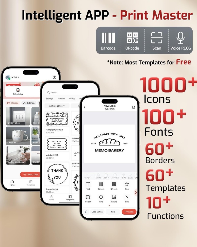 Stylish M150 Label Maker: Compact Bluetooth Printer for Home & Small Business