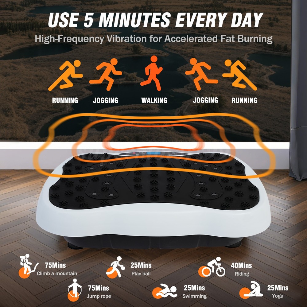 Full-Body Vibration Platform Vibration Plate Exercise Machine w/ 5 Belts 2 Bands