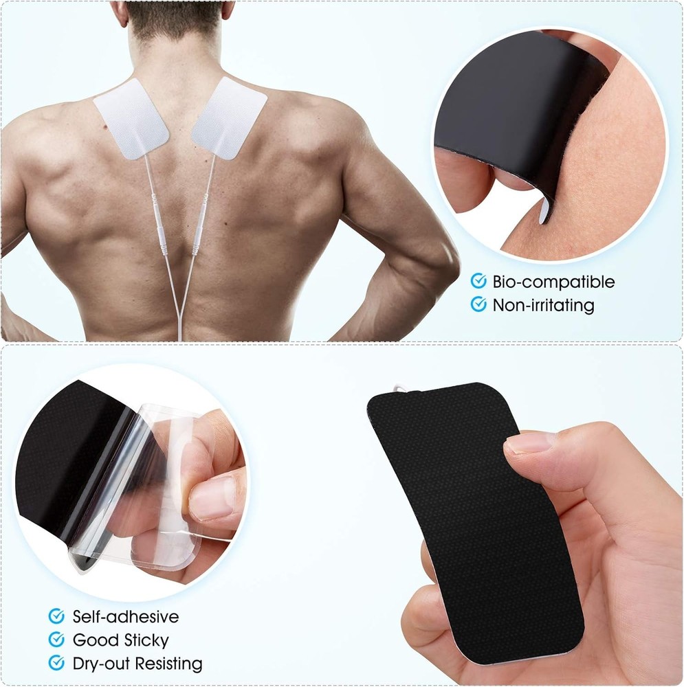10 Pieces Large Electrode Pads - Premium Reusable TENS Unit with...