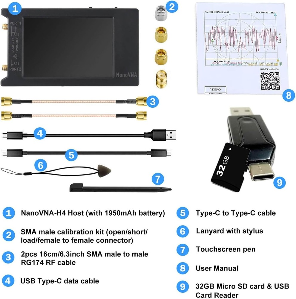 VNA Antenna Analyzer 1.5GHz Touchscreen