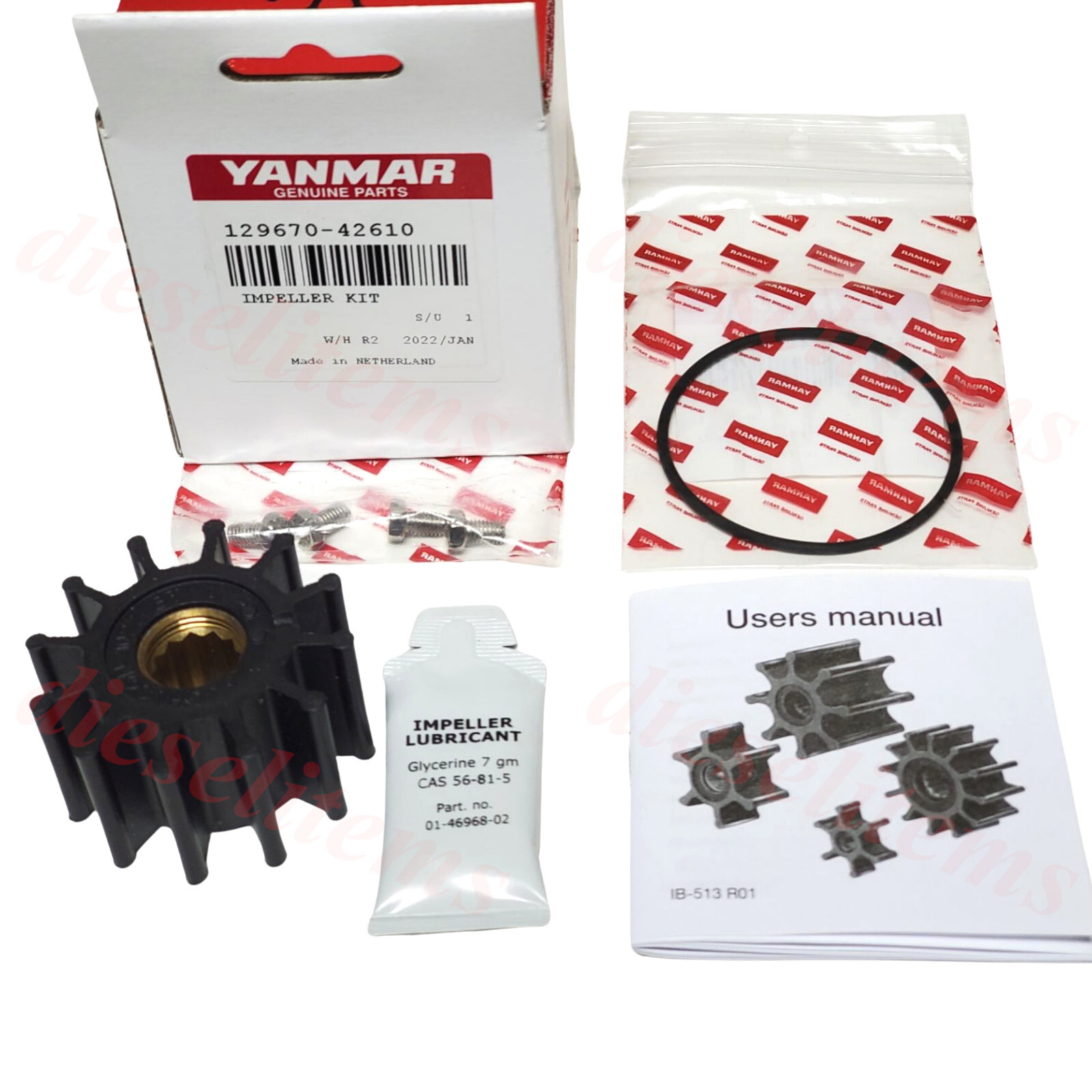 OE YANMAR Threaded Impeller Kit 129670-42610 for Marine Diesel 3JH 4JH