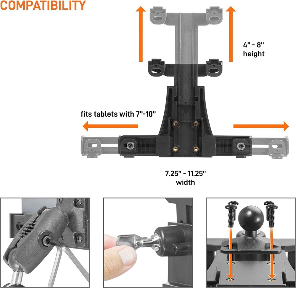 iBOLT Dock'n Lock POS Locking Drill Base Mount w/ 3 Tablet Holders