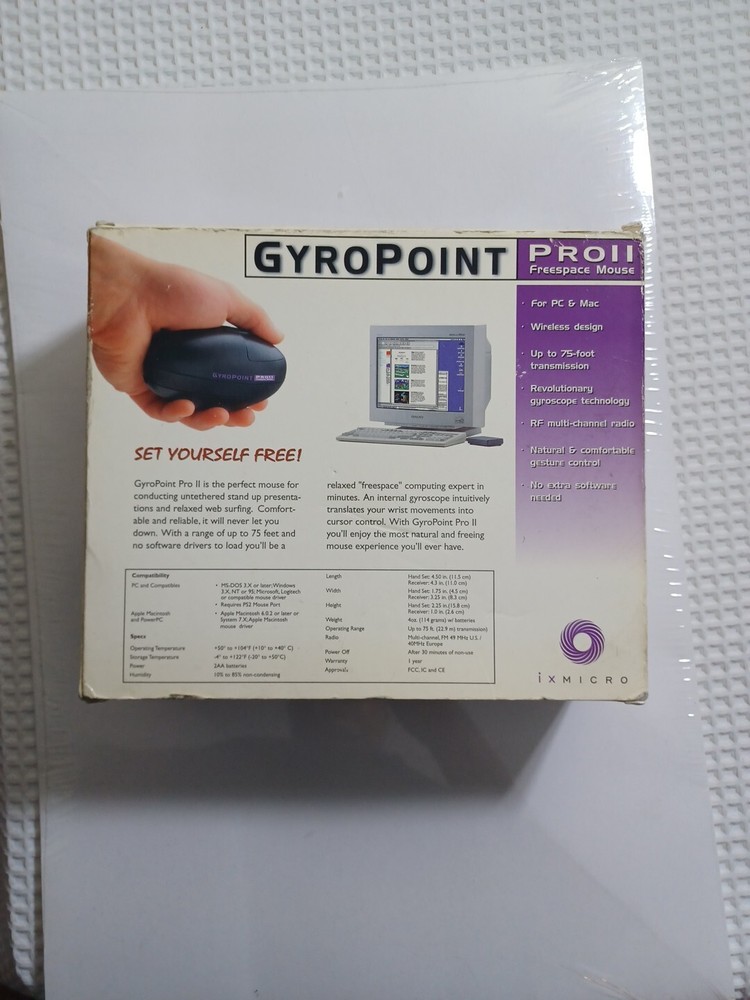GYROPOINT PRO II FREESPACE Mouse FOR MAC AND WINDOWS Open Box