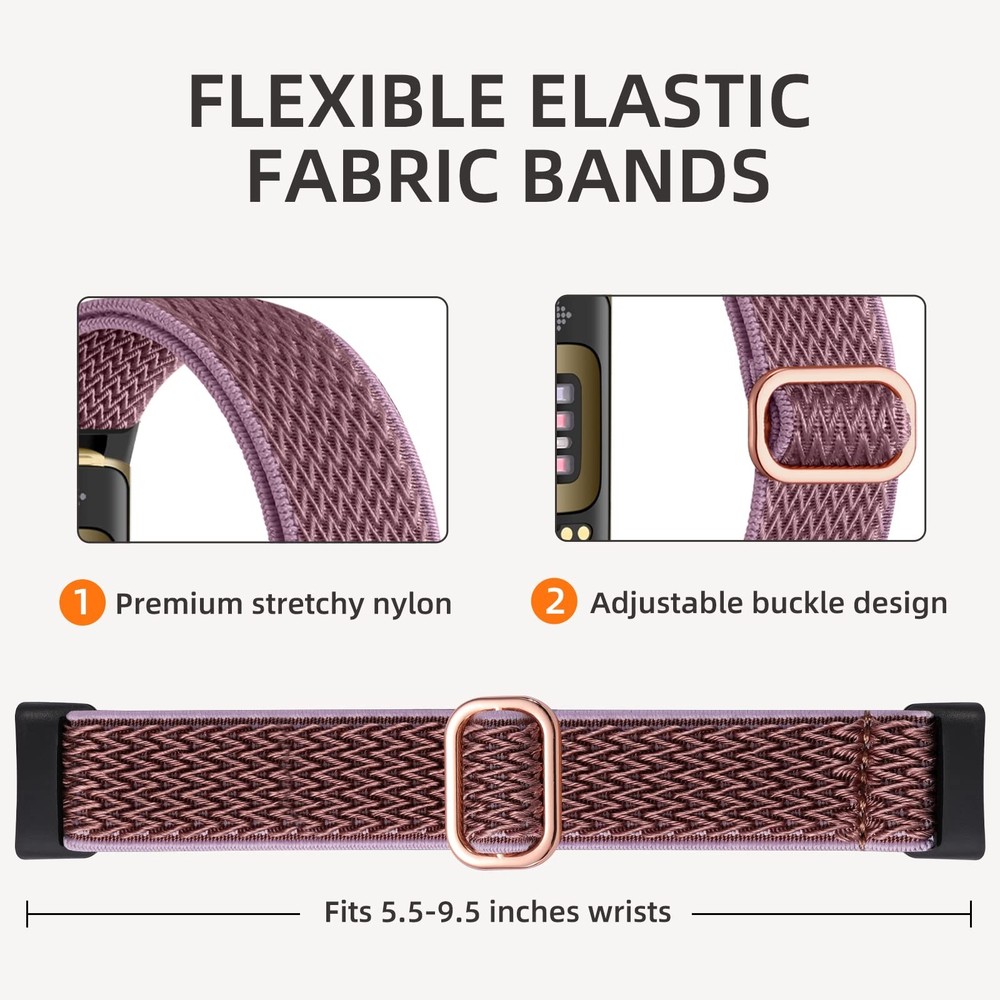 6 Pack Stretchy Solo Loop Compatible with Fitbit Charge 5 Bands/Fitbit Charge...