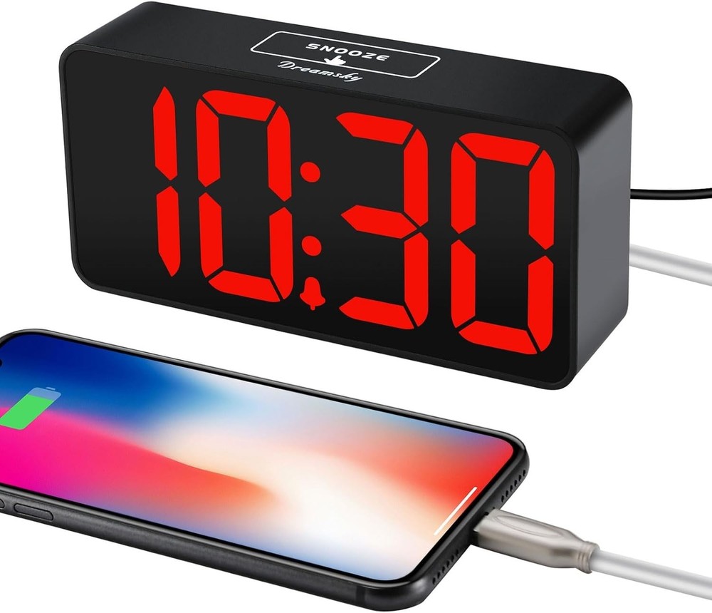 User-Friendly Digital Clock with Jumbo Numbers, USB Charging & Adjustable Volume