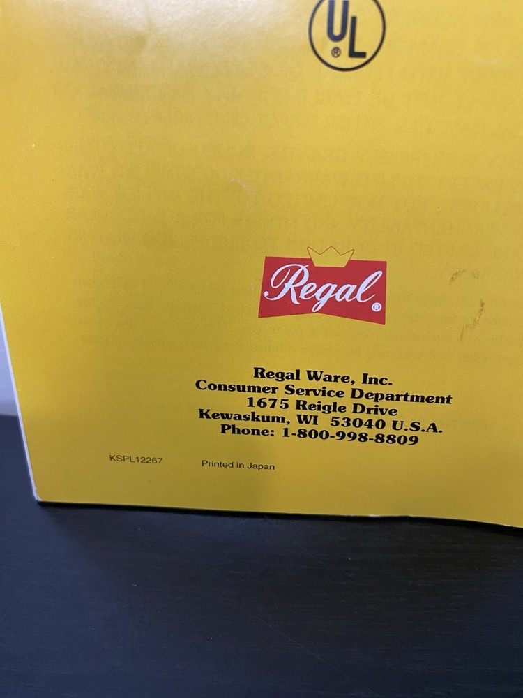 Regal Automatic Breadmaker Guide and Cookbook Model No. K6773 K6775