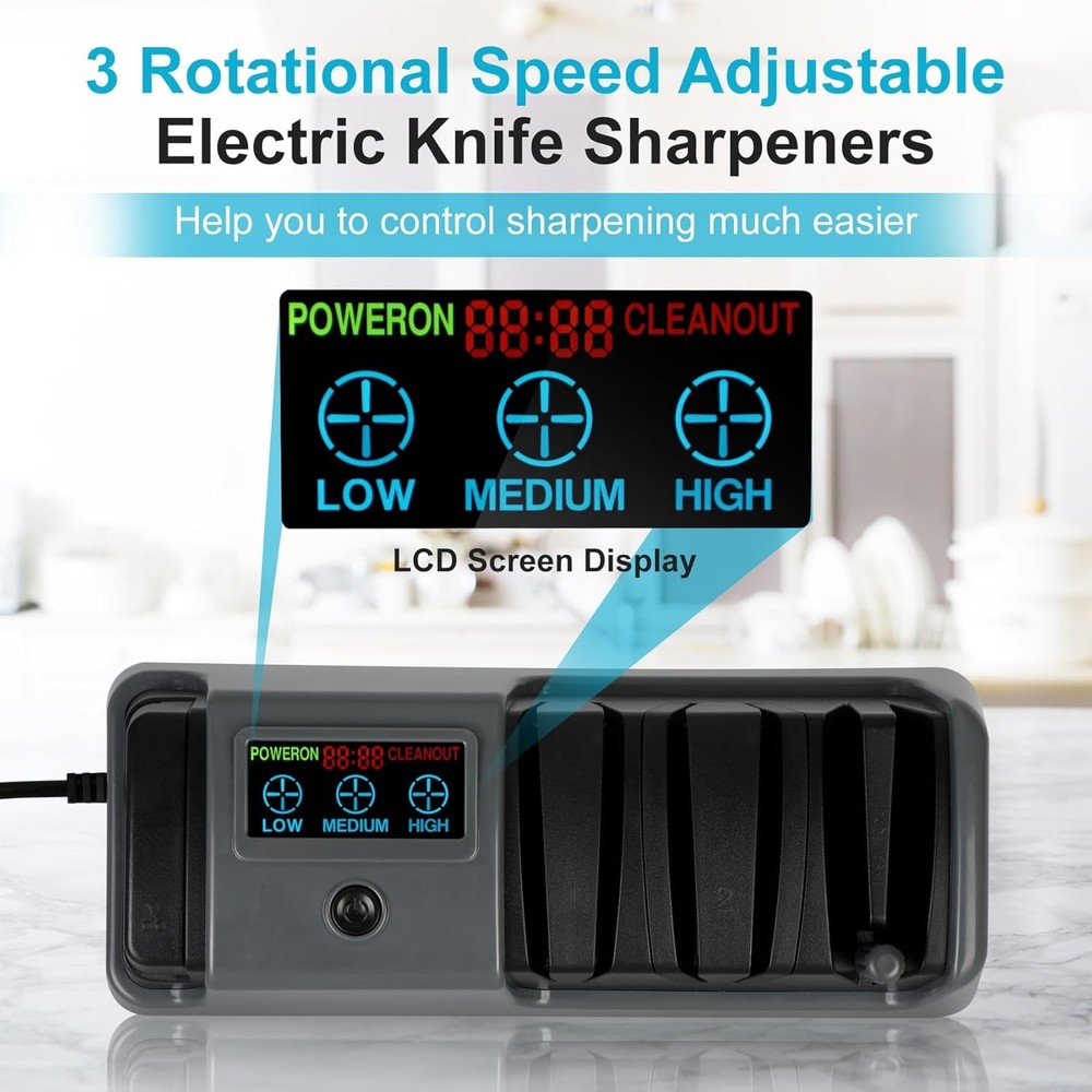 Electric 5 in 1 Knife Sharpener-3 Rotational Speed Adjustable Knife Sharpener