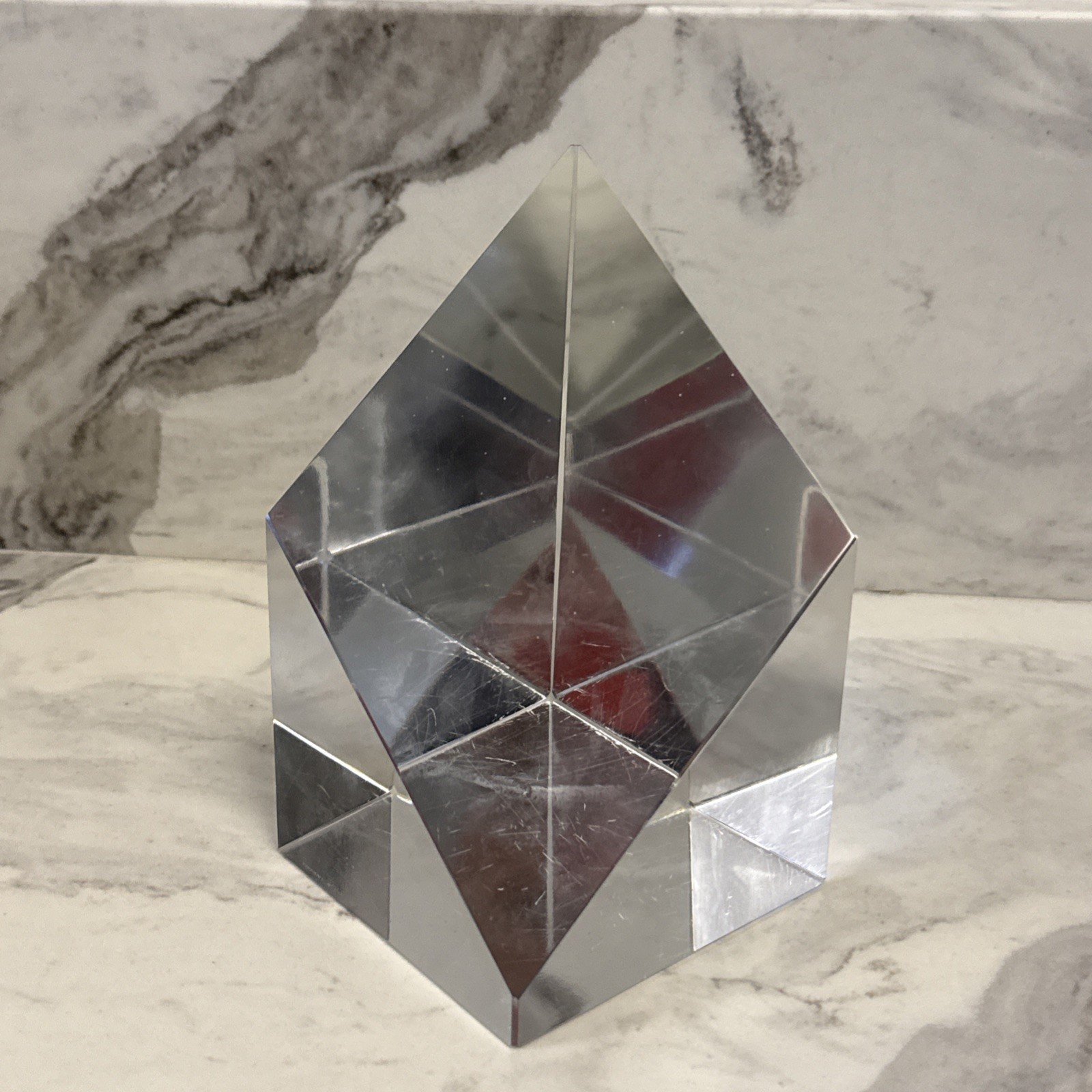 Tiffany & Co Rare Vintage Signed Large Faceted Crystal Sculpture Estate Find