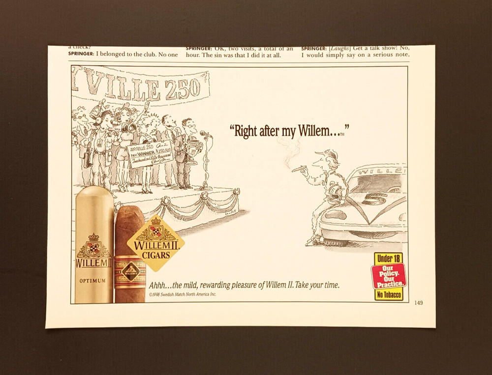 1998 Willem II Cigars Print Advertisement