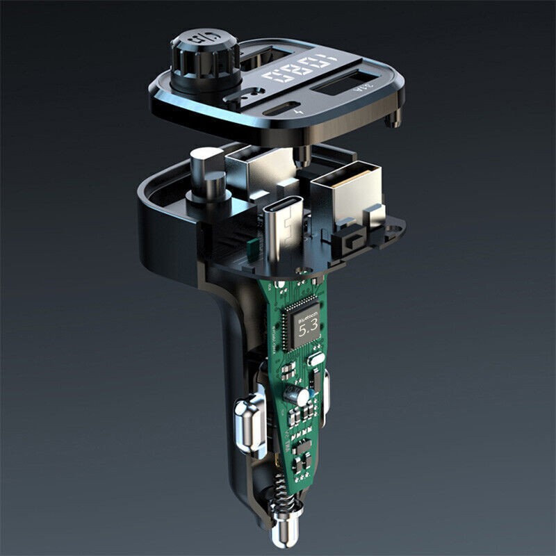 Universal Bluetooth 5.0 Car Wireless Adapter FM-Transmitter MP3 Radio USBCharger