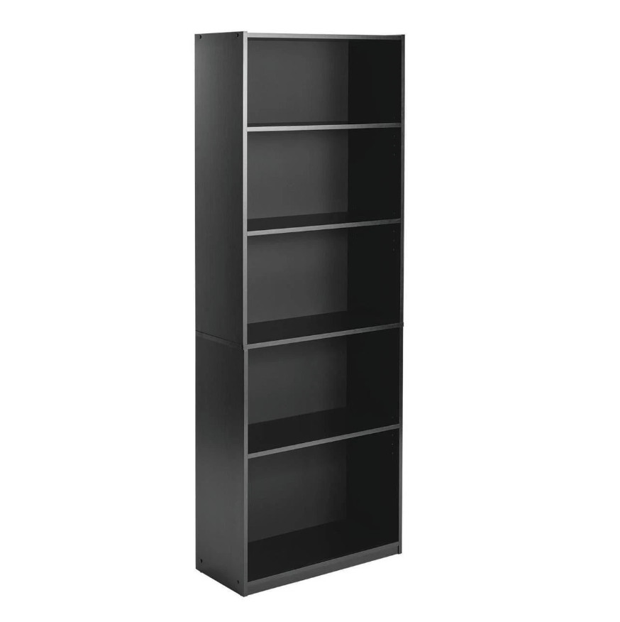 71" Tall Adjustable 5-Shelf Wood Bookcase Storage Shelving Book Wide Bookshelf