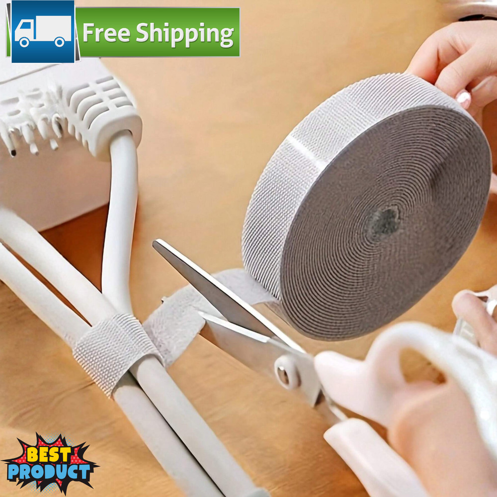 1-5m Reusable Hook and Loop Cable Tie Adjustable Cable Organizer Tape Cord Wrap
