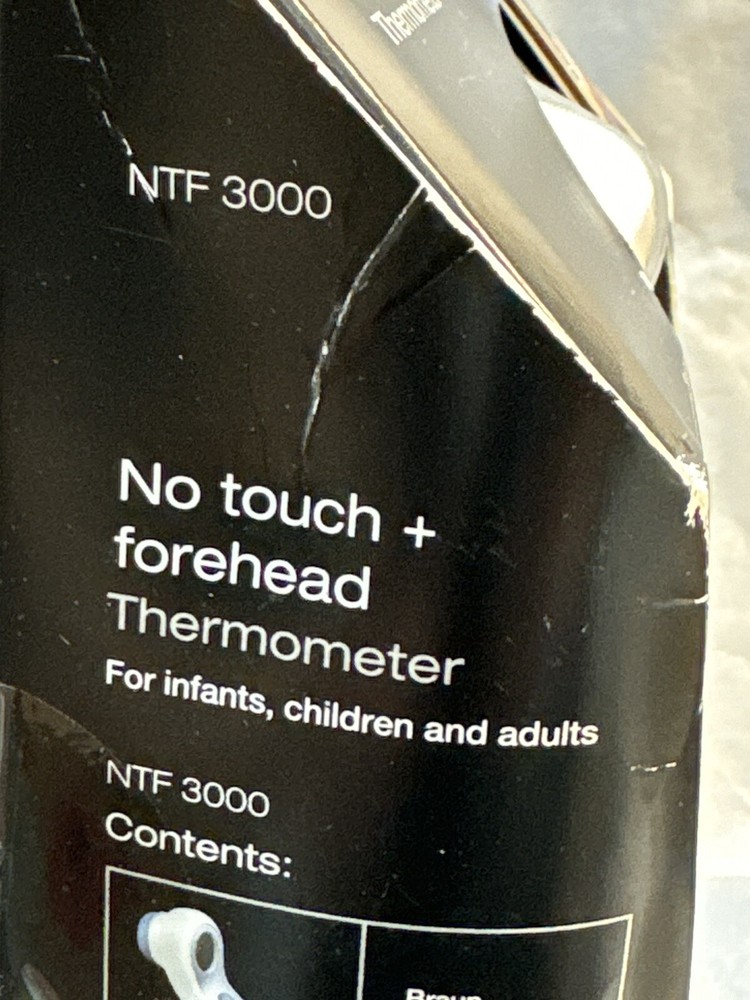braun no touch+forehead thermometer scuffed box